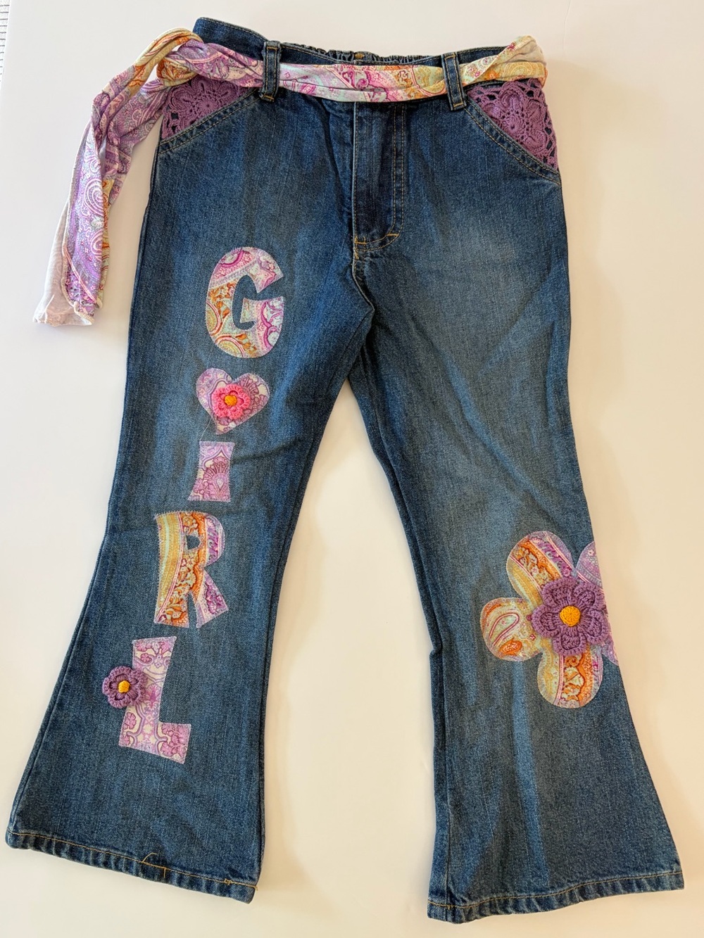 Vintage Y2K Bon Bon USA Girls Flare Jeans Reworked Denim Size 5